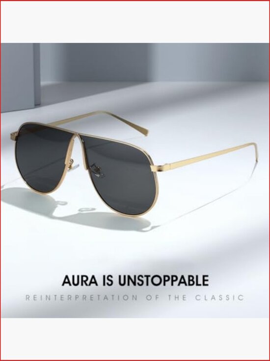 Vintage 70s Oversized Aviator Sunglasses Gold Metal Frame UV Protection Big main image 4